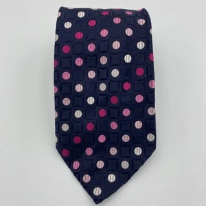 Corbata de seda Michel Rouen azul con lunares blancos rosa - Imagen 1 de 5