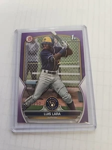 2023 Bowman Chrome 1st Purple Brewers Luis Lara BP-100 179/250 - Picture 1 of 2