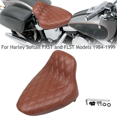 Diamond Brown Driver Butt Bucket Solo Seat For Harley FatBoy Heritage Softail - Image 1 of 4