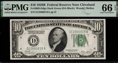 1928B $10 D.G.S CLEVELAND P.M.G #66Q - Image 1 of 3