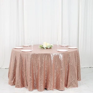 BLUSH Sequined 120" ROUND TABLECLOTH Designer Wedding Party Catering Linens - Picture 1 of 10