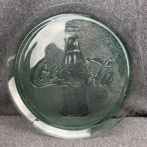 Vtg Coca Cola Glass 13" Serving Tray Clear Green Pebble Thick Glass Serving Dish - Picture 1 of 9