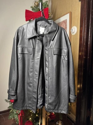 Women's faux Leather Jacket with Snap Button Closure - Image 1 of 4