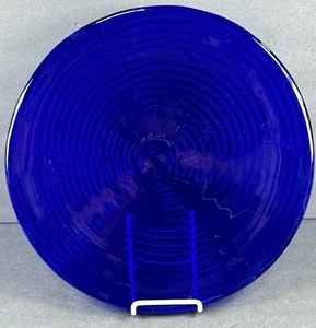 Vintage Cobalt Blue Glass Ribbed Plate / Platter Art Deco Style 14.5 Inches - Picture 1 of 11