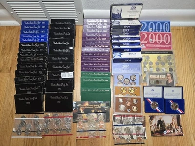 LOT of 60 U.S. Proof Sets, Uncirculated Coin Sets, Misc. Mint Sets 1971-2017 USA - Image 1 of 4