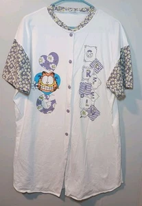 Vintage 80's Women's Flirts Garfield Nightgown Sleep Shirt One Size Floral - Picture 1 of 5