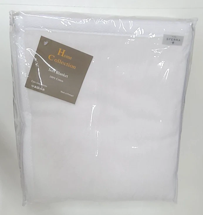 Sferra Home Collection Plush Blanket 8890 King White 100 Cotton
