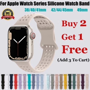 Sport Silicone Band For Apple Watch Ultra2 Series 10 987SE6 iWatch Strap 38-49mm - Photo 1 sur 33
