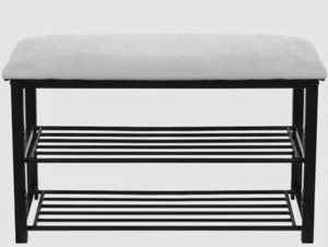 Sorus Home Shoe Rack Bench White/Black 12” W X 32” L lApproximately - Picture 1 of 7