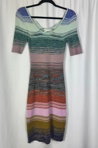 Anthropologie Colorful Striped Bodycon Sweater Dress Stretch Half Sleeve XS - Picture 1 of 7