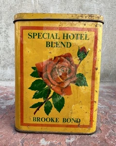 Caja de lata vintage antigua rara Brooke Bond mejor mezcla de hotel de té publicidad impresión litográfica - Imagen 1 de 9