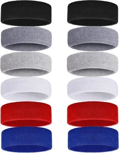 12 Pcs Sweatbands Sport Headbands for Men & Women Basketball Headband Sport C... - Picture 1 of 2