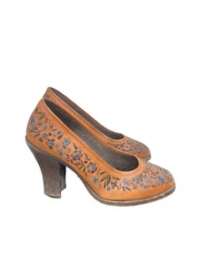 Dries Van Noten Embroidered Leather Shoes Heels Size EU 37,5 / 7,5 US - Picture 1 of 6