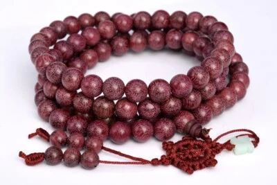 10MM 108 Pcs Purple Sandalwood Mala Beads Natural Wood Purple Round Beads 43" - Image 1 of 3