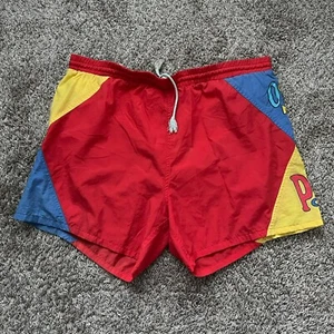 Ocean Pacific Vintage Color Block Lined Shorts Trunks Red Yellow Blue Large - Picture 1 of 8