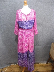 EAST Skirt Blouse Set Size 12 14 Two Piece Pink Purple Ombre Silk Boho Batik - Picture 1 of 17