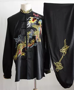 Uniforme Unisex Ricamo Wushu Tai Chi Kung Fu Wing Chun Arti Marziali - Foto 1 di 3