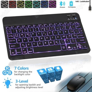 Teclado Bluetooth 3.0 teclado inalámbrico incl. ratón para PC móvil tablet QWERTY/Z - Imagen 1 de 29