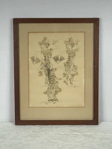 Vintage KT. Mustjaja Ubud Bali Balinese Dancers Painting Signed Framed 18.5x14.5 - Picture 1 of 20