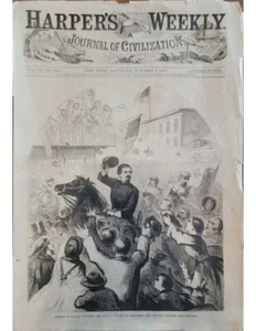 General McClellan Frederick, MD 1862 Harper's Estampado en Bloque de Madera Semanal de la Guerra Civil - Imagen 1 de 2
