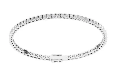 Tennis Bracelet Round Diamond I1 G 3.10 Ct 14K White Gold Prong Setting 2.50mm - Image 1 of 4