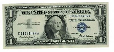 1957 $1 DOLLAR BLUE SEAL SILVER CERTIFICATE UNC - Image 1 of 2