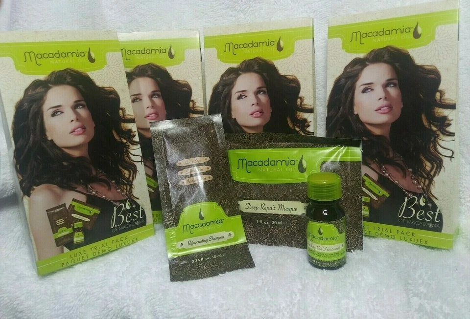 Champú de tratamiento de aceite curativo natural de macadamia y mascarilla de reparación profunda (paquete de 4) * 3 cada uno Foto 1 de 1