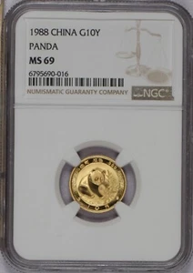1988 Gold Panda 1/10 oz. 10 Yuan NGC MS69. Free shipping. - Picture 1 of 2