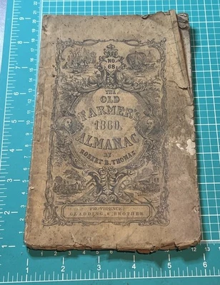 The Old Farmer's Almanac 1860 Robert B Thomas Providence Gladding & Brother # 68 Foto 1 de 4