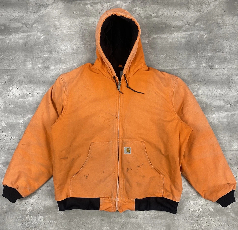 Chaqueta vintage CARHARTT NARANJA J140 BLZ para hombre XL ropa de trabajo de lona hecha en EE. UU. Foto 1 de 4