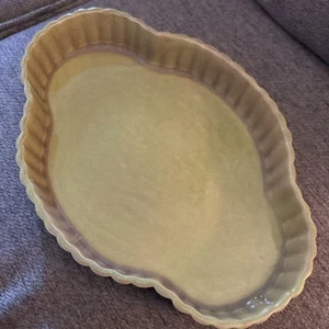 Vintage West Coast Studio Pottery California 523 Console Bowl Ribbed Tray Aqua - Picture 1 of 3