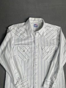 Miller Ranch Men's Western Shirt Cowboy Snap Button Long Sleeve White Lrg 17-35 - Picture 1 of 8