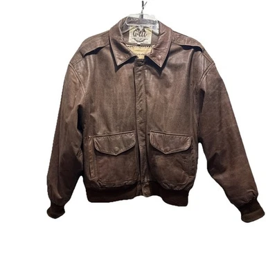 Chaqueta de Vuelo Bombardero de Cuero Identidad Global G-III De Colección Talla M Forrada en Mapa Foto 1 de 4