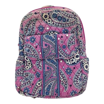 Mochila acolchada Vera Bradley rosa púrpura cachemira correas ajustables 12x12 Foto 1 de 4