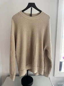 Hollister Beige Boxy Fit Rippstrick Pullover Kuschelig Minimalistisch Neutral XL - Bild 1 von 8