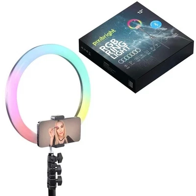 Pixibright 12" RGB LED Ring Light for Selfie Phone Makeup YouTube TikTok & Live - Image 1 of 4