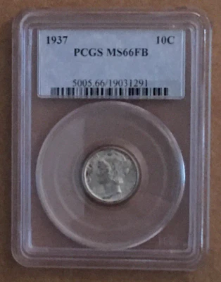 1937 P Silver Mercury Dime 10C PCGS MS66 FB - Image 1 of 2