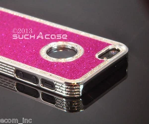 Custodia Glitter Bling iPhone 5 5S 5G Moda Rosa Diamante Strass Nuova - Foto 1 di 7