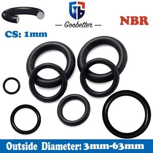 O-Ring Seals NBR Nitrile Rubber 1mm Cross Section Oil Resistant Seals OD 3-63mm - Picture 1 of 14