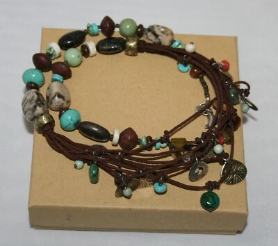 Silpada Sterling Silver & Brass, Howlite, Bronzite & Coral Beaded Necklace N1994 - Image 1 of 4