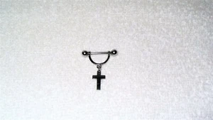 Religiöses Kreuz Brustwarzenring Körper Schmuck Langhantel als Paar Brustwarzen verkauft - Bild 1 von 3