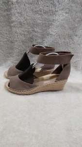 Rockport Womens Cobb Hill Kairi Peep Toe Wedge Espadrille Sandal 8.5 Suede - Picture 1 of 10