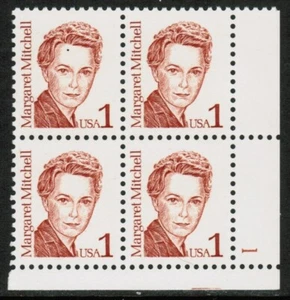 US USA Sc# 2168 MNH FVF PLATE # BLOCK Margaret Mitchell "Gone with the Wind" - Picture 1 of 1