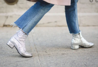 Zapato botín DRIES VAN NOTEN cuero brillante metálico plateado 36 5,5 pasarela Foto 1 de 4