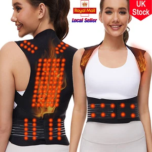 MAGNETIC THERAPY POSTURE SUPPORT BACK BRACE LUMBAR SHOULDER SUPPORT BELT UK - Picture 1 of 18