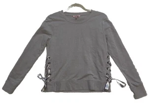 Juicy Couture Sweatshirt Lace-Up Side Ribbon Pullover Gray Sz XS Athleisure - Picture 1 of 5