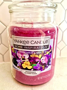 YANKEE CANDLE 19 Oz. Sweet Violet & Basil RARE SCENT 125 Hours Home Inspiration - Picture 1 of 4