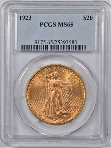 1923 ST. GAUDENS GOLD DOUBLE EAGLE $20 PCGS MS 65 Cover