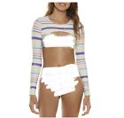 Celebrity Pink Cropped Long Sleeve Rashguard Swimsuit Top Size L  Multicolor
