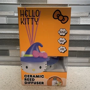 New Hello Kitty Face In Witch Hat Halloween Ceramic Reed Diffuser Vanilla In Box - Picture 1 of 10